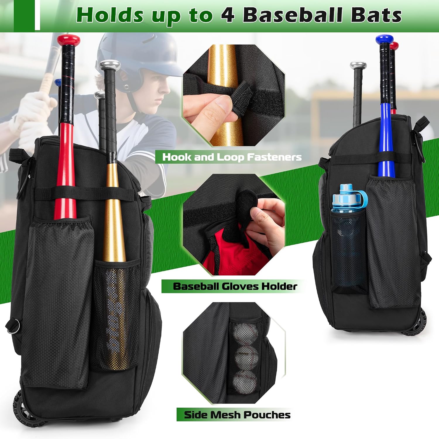 Rolling Baseball Backpack With - Sports Equipment Bag ulasan dan harga