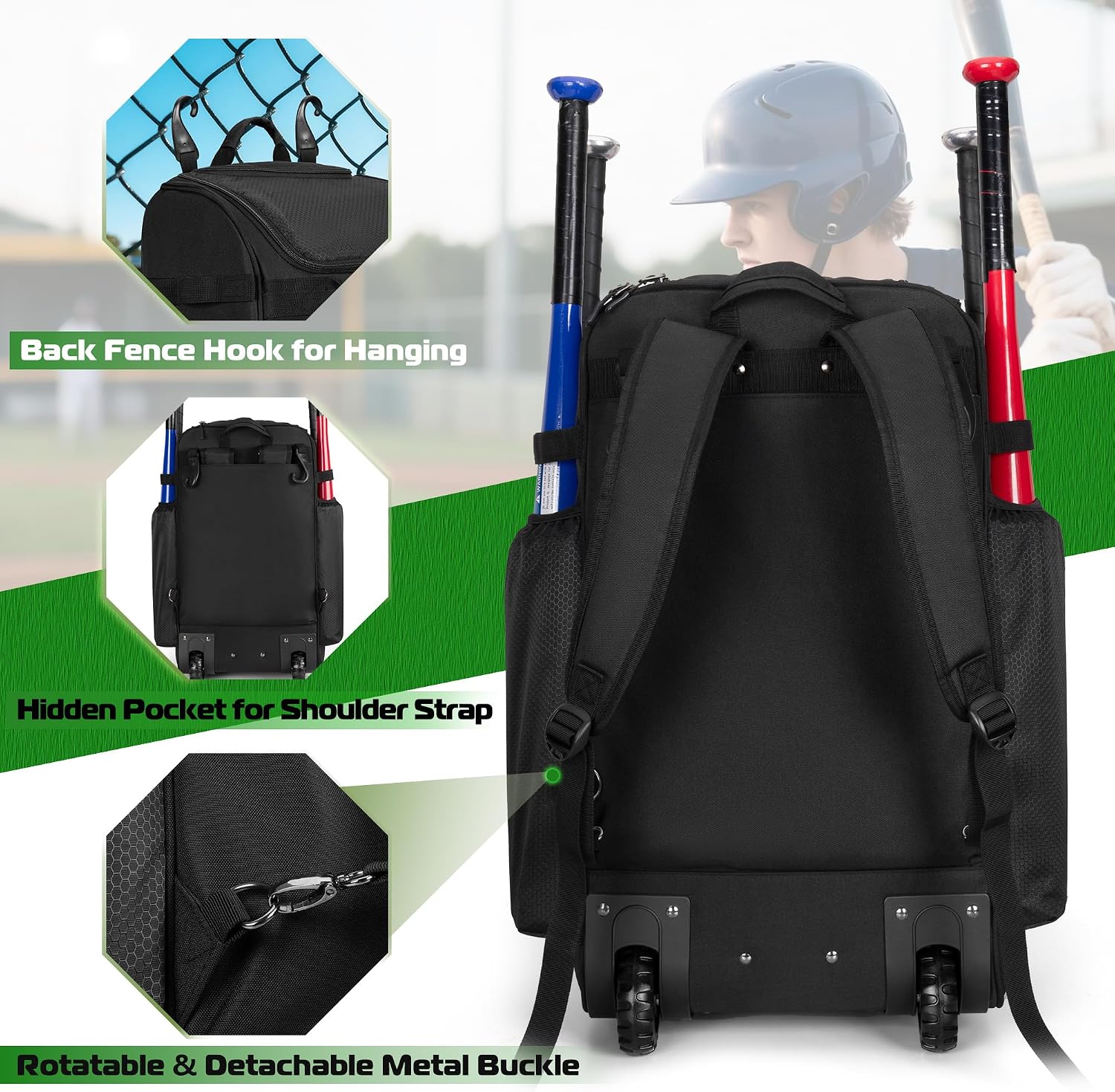 Rolling Baseball Backpack With - Sports Equipment Bag ulasan dan harga